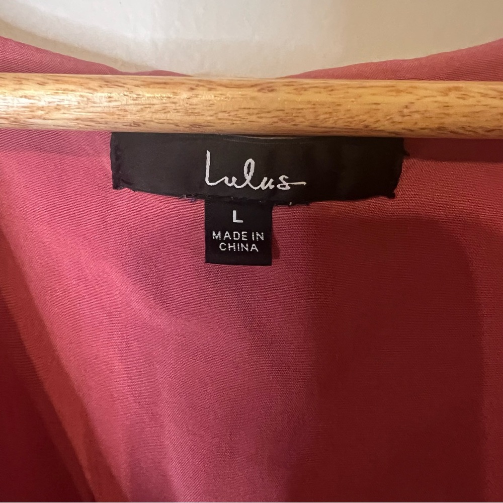 Lulus Dusty Rose Swiss Dot Lace Empire Waist Dress Size L - Picture 4 of 6